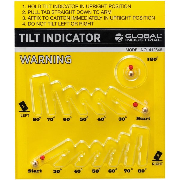 Global Industrial Tilt Indicator, Yellow 412646